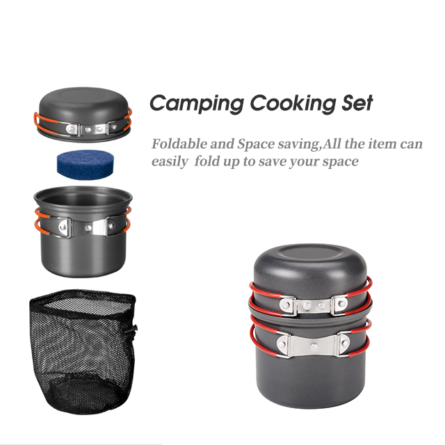 Camping Non Stick Anodized Camping Cookware Set 