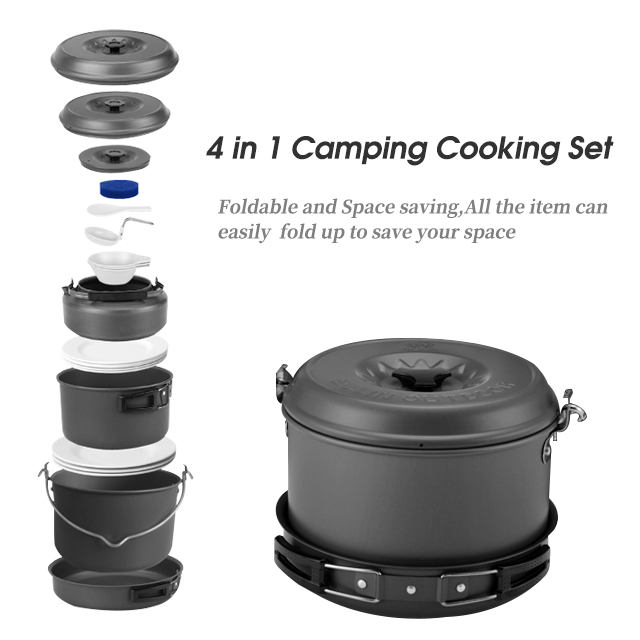 Climbing Aluminum 7 Piece Camping Cookware Set