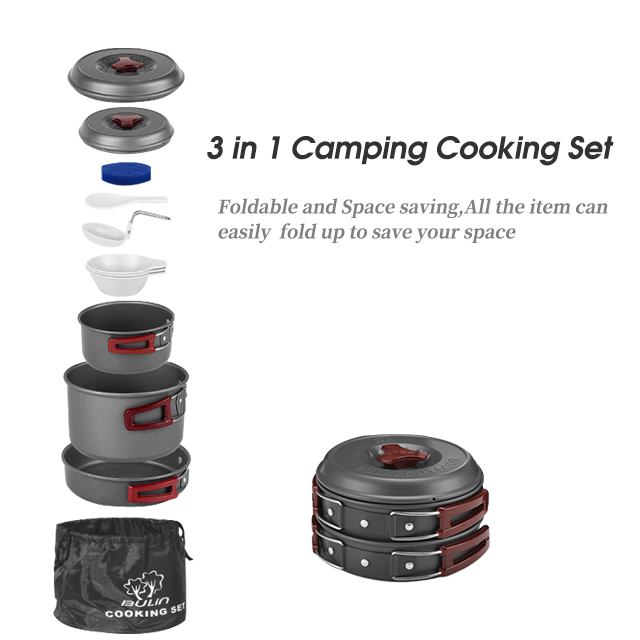 Outdoor Aluminum Ultralight Camping Cookware Set 