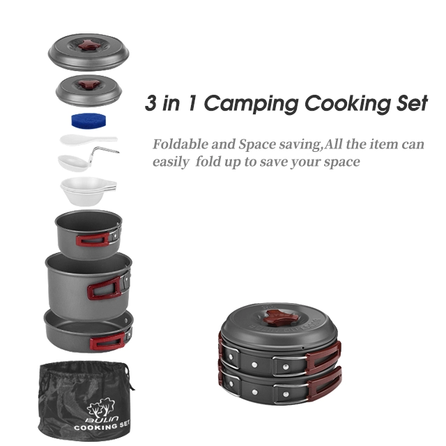 Hiking Non Stick Speckled Outdoor Cookware Set